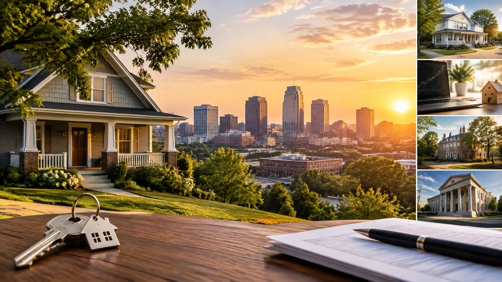 Sunlit Birmingham home exterior with a welcoming front porch